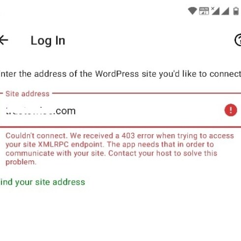 XMLRPC error when login from WordPress mobile application